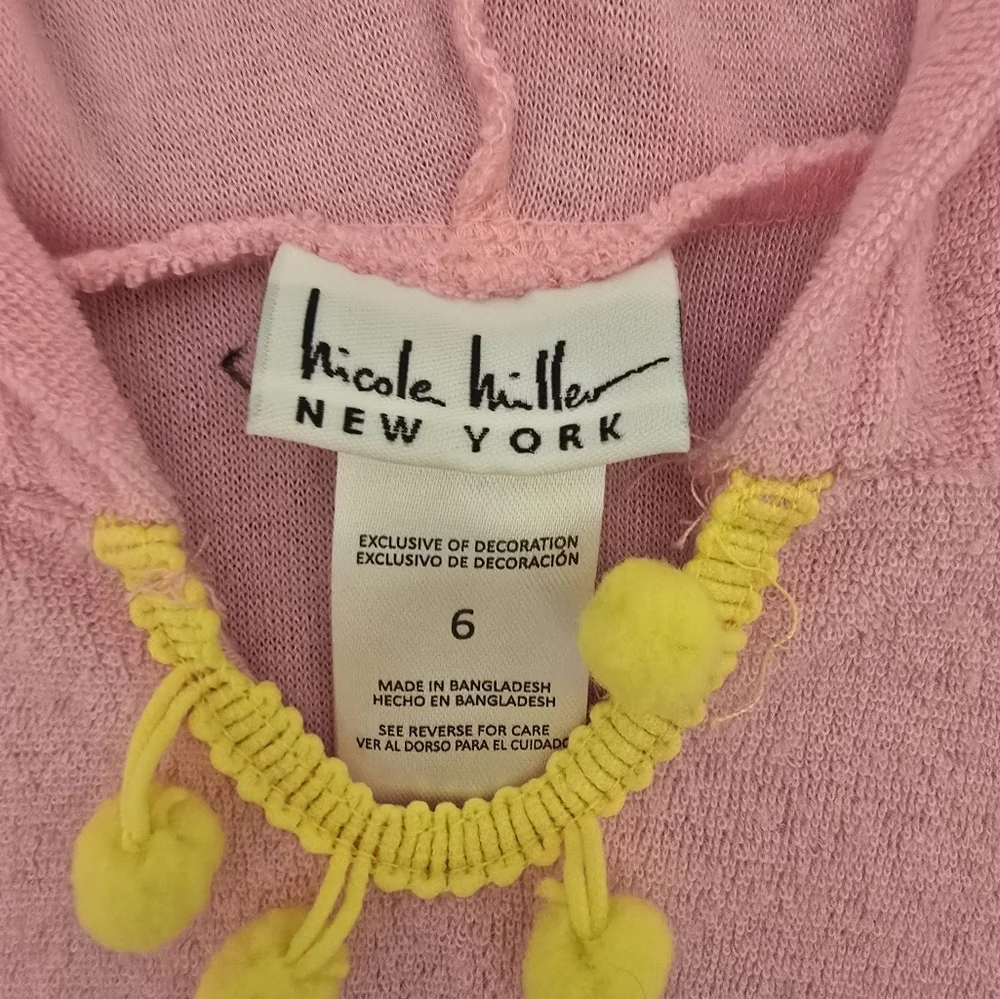 Nicole Miller New York Girls Size 6 Bathing Suit & Cover Up Pink Lemons Pom Poms